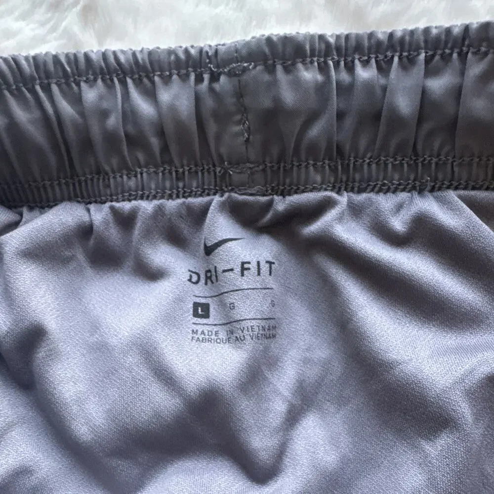 Nike Dri-FIT Women's Gray/Black Running Shorts Drawstring Elastic Waist Logo